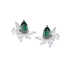 Stardust Earrings with White and Green Zircons