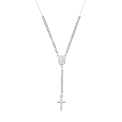 Amen Tennis Rosary White Stones Necklace CLCRMIBBZ4