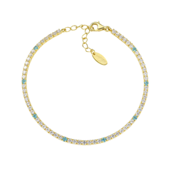 Amen Gold Tennis Bracelet with Red and White Zirconia