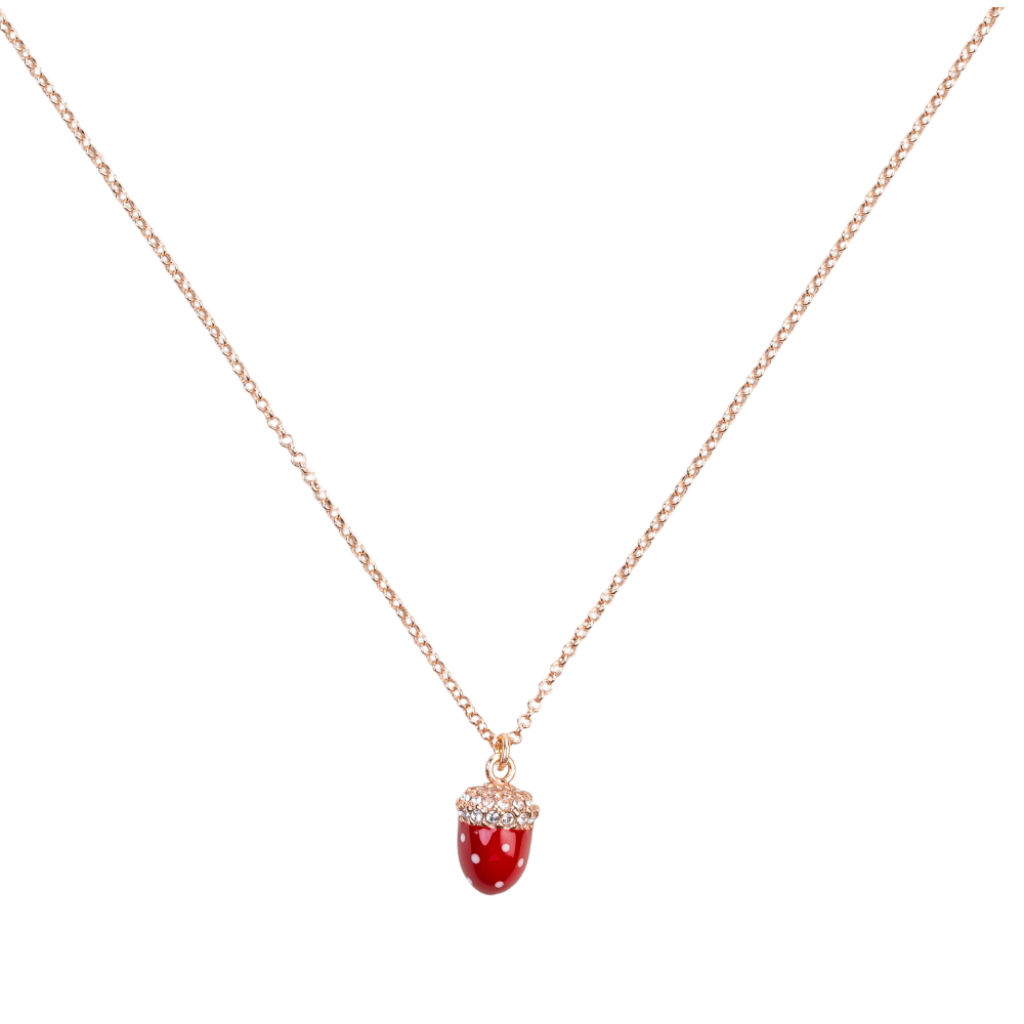 Versari Strawberry Necklace with Fuchsia Enamel and Zirconia