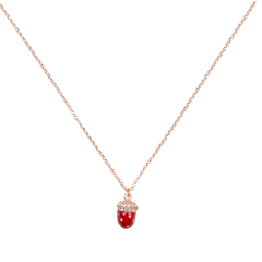 Versari Strawberry Necklace with Fuchsia Enamel and Zirconia