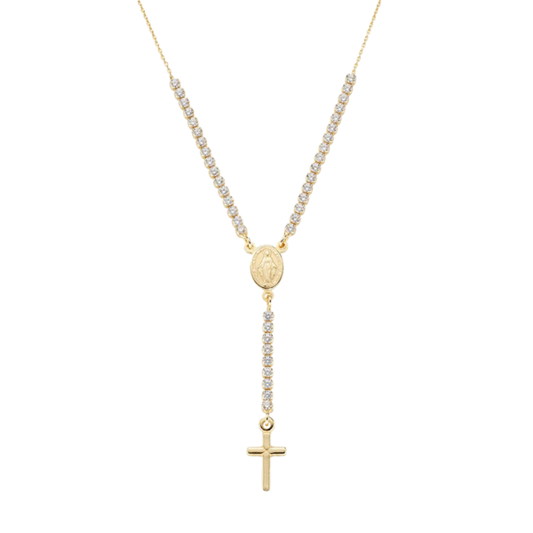 Collana Amen Tennis Rosario Pietre Bianche CLCRMI