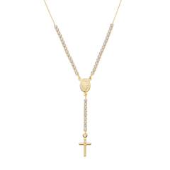 Amen Tennis Rosary White Stones Necklace CLCRMIBBZ4