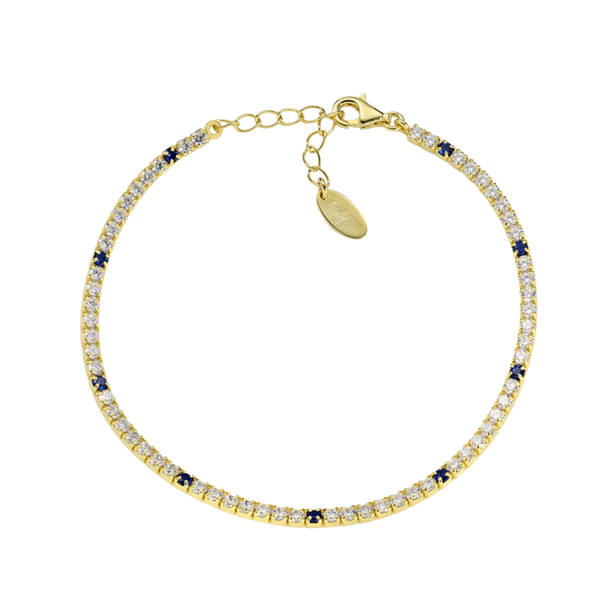 Bracciale Amen Tennis Dorato Con Zirconi Bianchi E Colorati BT7G