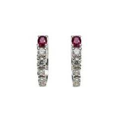 Golay Graduated Hoop Earrings with 0.39 ct Natural Rubies and 0.57 ct Natural Diamonds