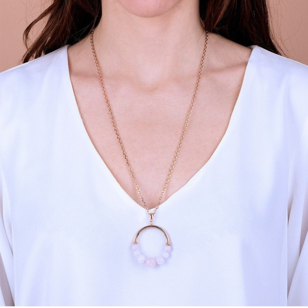 Collana Bronzallure Con Pendente A Cerchio E Quarzo Rosa WSBZ01790.RQ