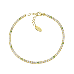 Amen Gold Tennis Bracelet with Red and White Zirconia