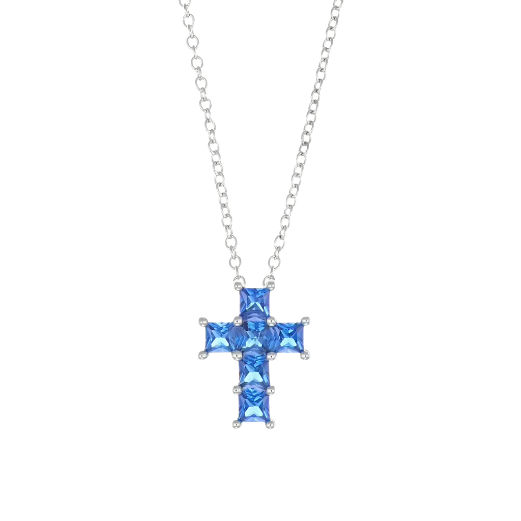 Collana Amen Con Croce Di Zirconi Colorati CLPCQB