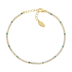 Amen Tennis Mania Gold Bracelet with Green and White Zirconia