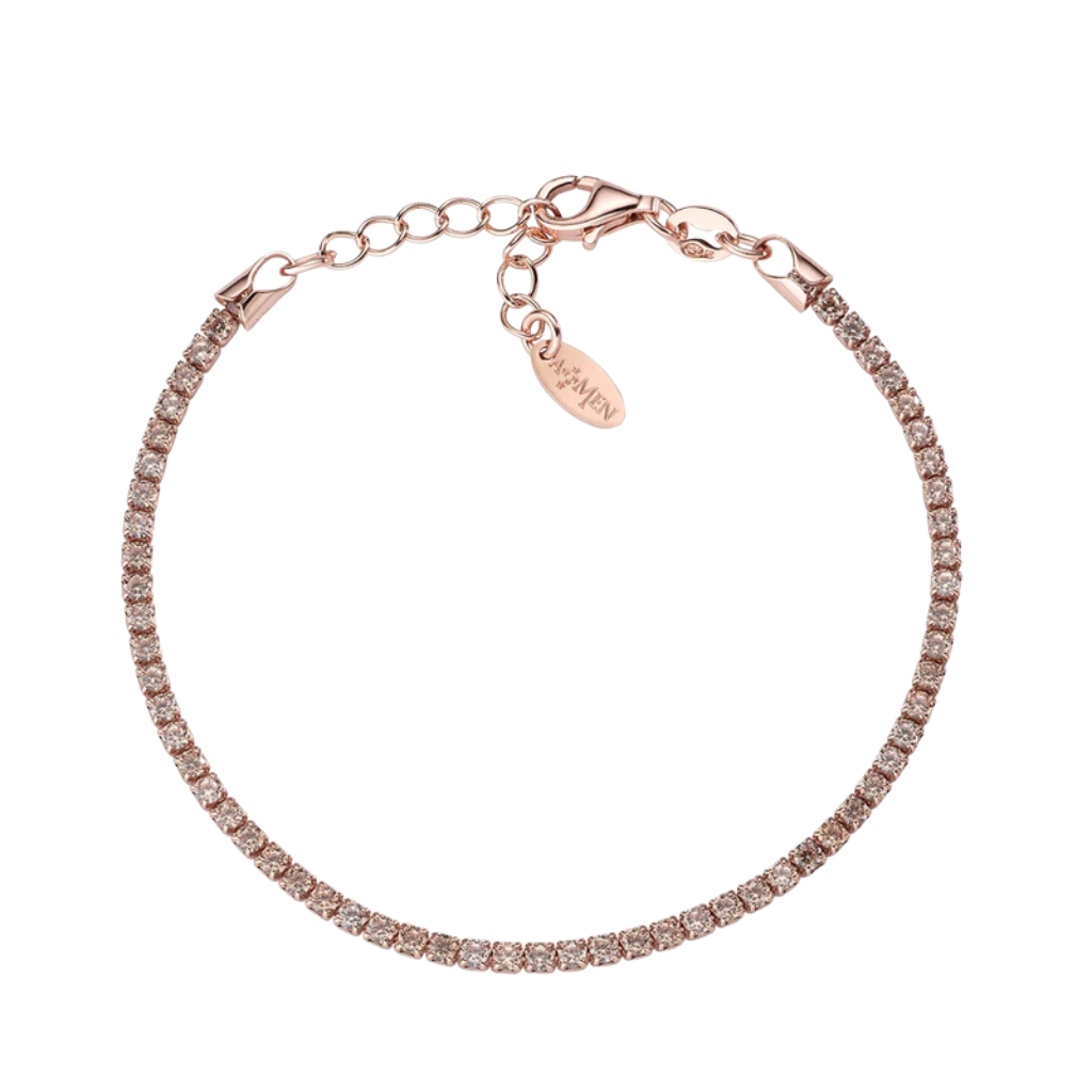 Amen Tennis Mania Rosé Bracelet with Champagne Zircons BTRCH16