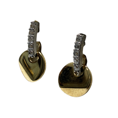 Pendientes de oro Milor con parte superior de circonitas cúbicas pavé y colgante de disco de oro amarillo 375