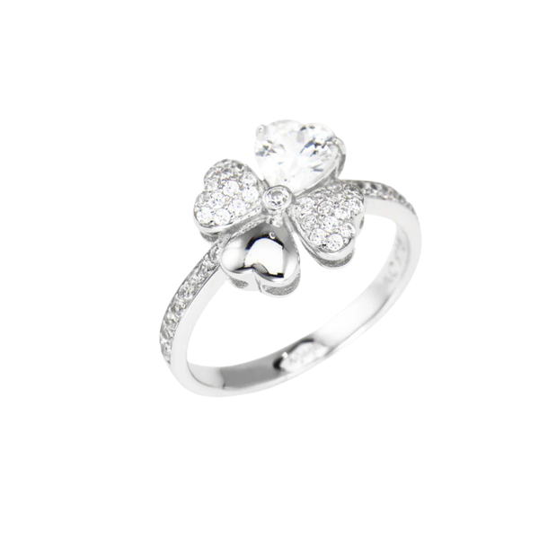 Anello Amen Quadricuore Rodio Con Zirconi Bianchi E Colorati RQUB
