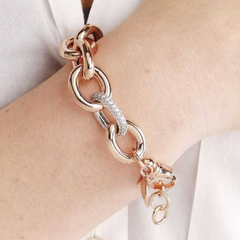 Bronzallure Chain Bracelet with Oval Zirconia Pavé
