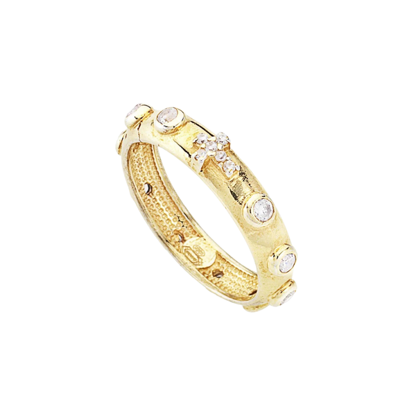 Anello Amen Rosario Con Zirconi Bianchi ARO