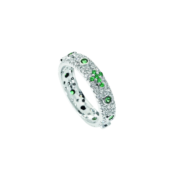 Anello Amen Rosario Con Zirconi Pavè Colorati AROZB
