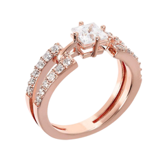 Anillo Bronzallure con circonita cúbica en rosa dorado