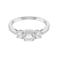 Swarovski Trilogy Ring with White Stones in White Rhodium