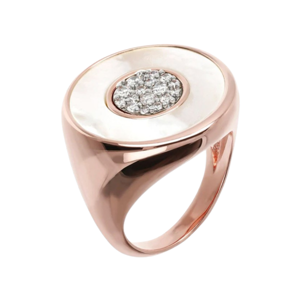 Anillo Bronzallure Chevalier de dos tonos con pavé