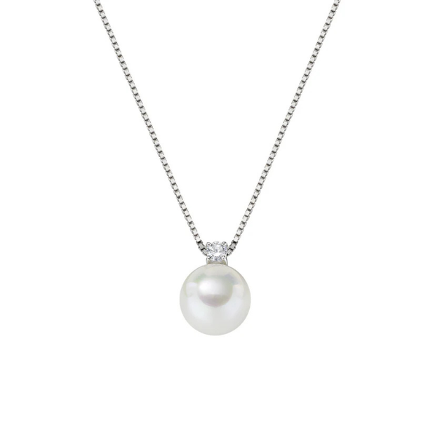 Collana Amen In Argento Con Perla E Zircone Bianco CLPBBZ