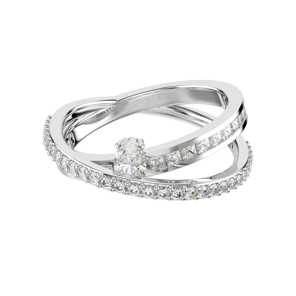 Anillo Swarovski Hyperbola Line de dos bandas con piedras luminosas