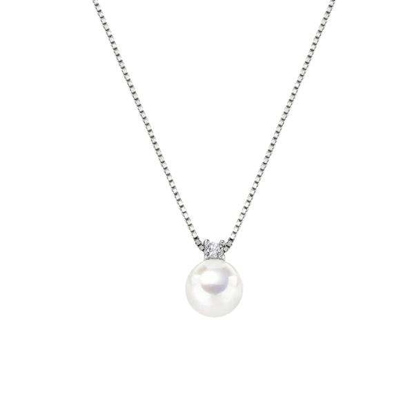 Collana Amen In Argento Con Perla E Zircone Bianco CLPBBZ