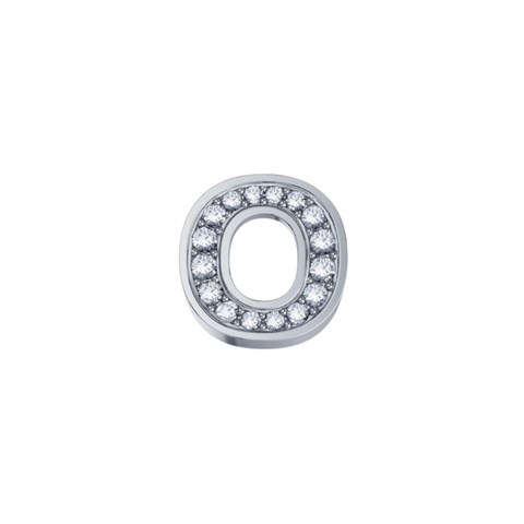 Elementos Letra O en Oro Blanco y Diamantes de 0,02 ct
