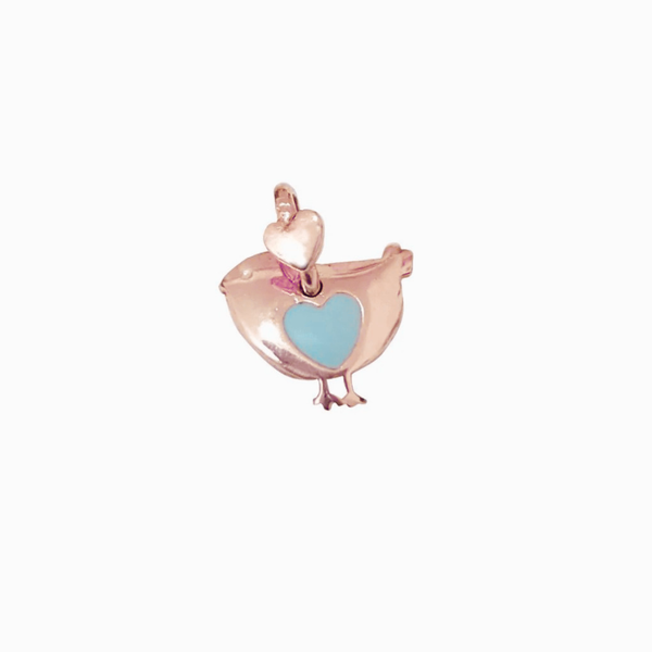 Charm Dodo Mariani Pulcino Del Cuore Azzurro In Oro Rosa 9 Kt PU205