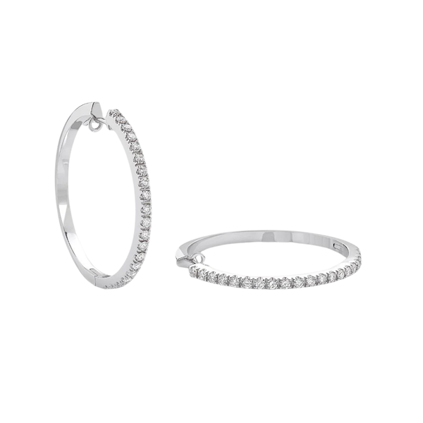 Pendientes de aro Giorgio Visconti en oro blanco de 18 kt con 0,31 diamantes, diámetro 2,5 cm