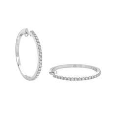 Giorgio Visconti Hoop Earrings in 18kt White Gold with 0.31 Diamonds, Diameter 2.5 cm