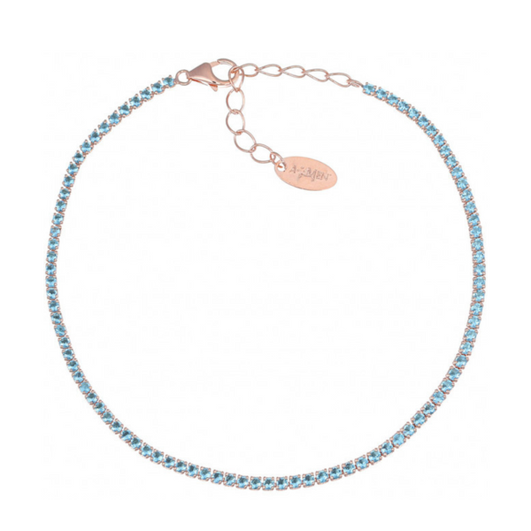 Bracciale Amen Tennis Mania Rosé Con Zirconi Azzurri BT1RAZ17