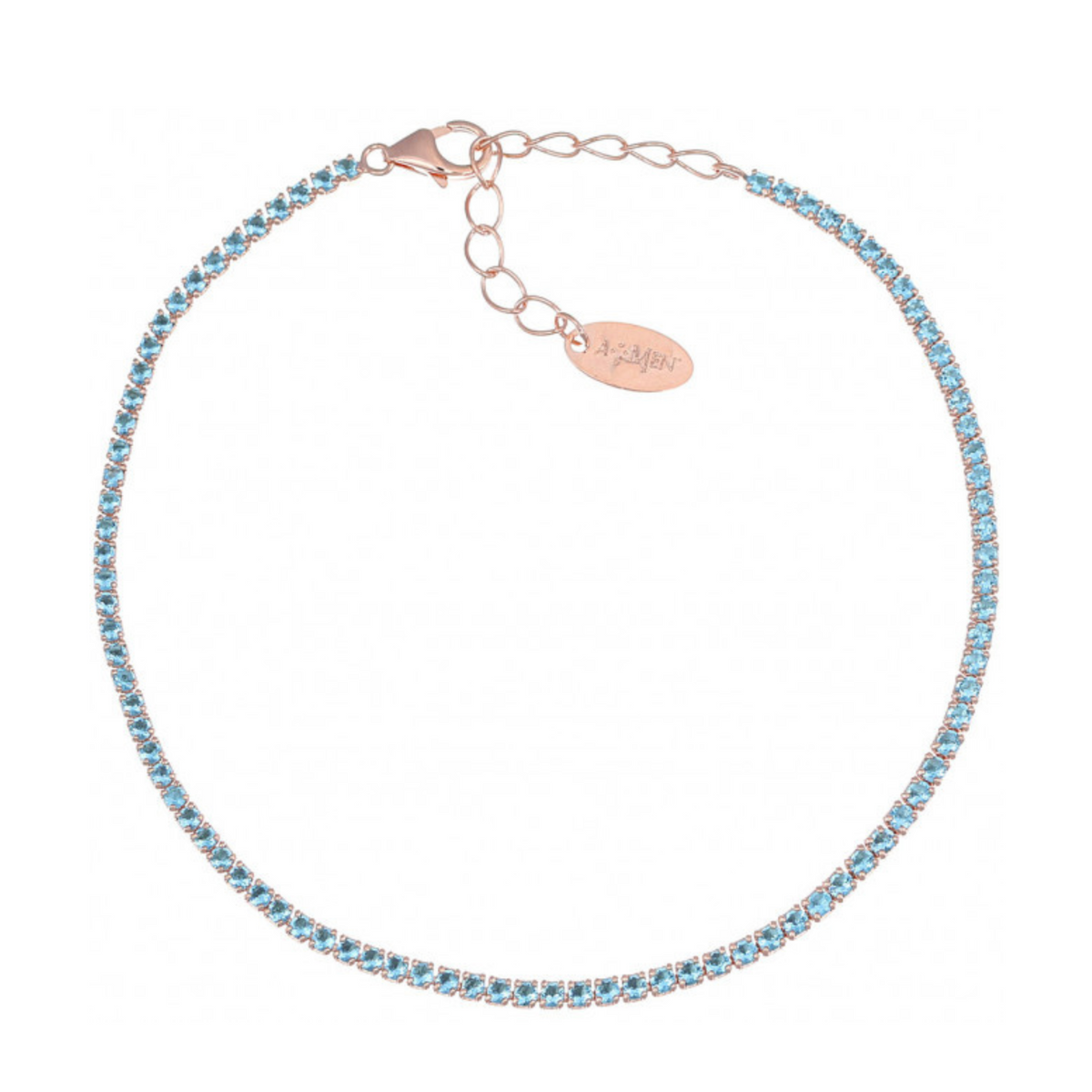 Amen Tennis Mania Rosé Bracelet with Blue Zirconia