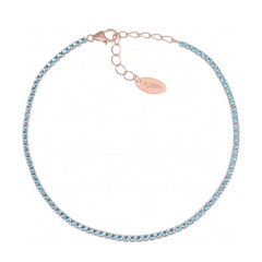 Amen Tennis Mania Rosé Bracelet with Blue Zirconia