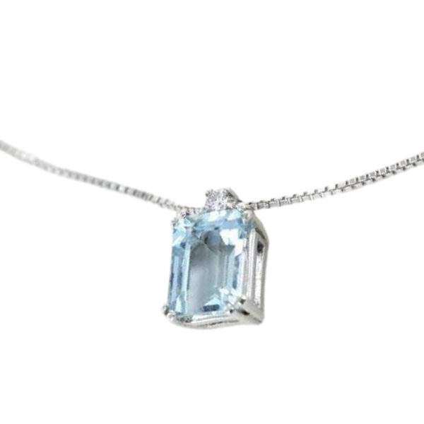 Collana Bibigì In Oro Bianco Con Acquamarina 0.19 CT E Brillante CK0010AM275