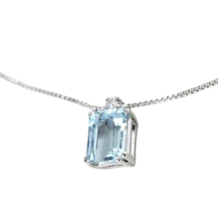 Bibigì White Gold Necklace with 0.19 CT Aquamarine and Diamond