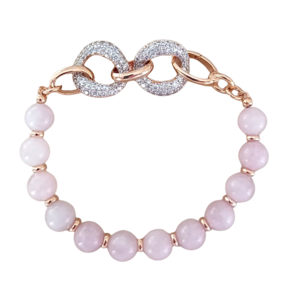 Pulsera Bronzallure en Rosa Dorada con Cuarzo Rosa y Circonitas