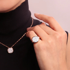 Bronzallure Round Signet Ring with Zirconia