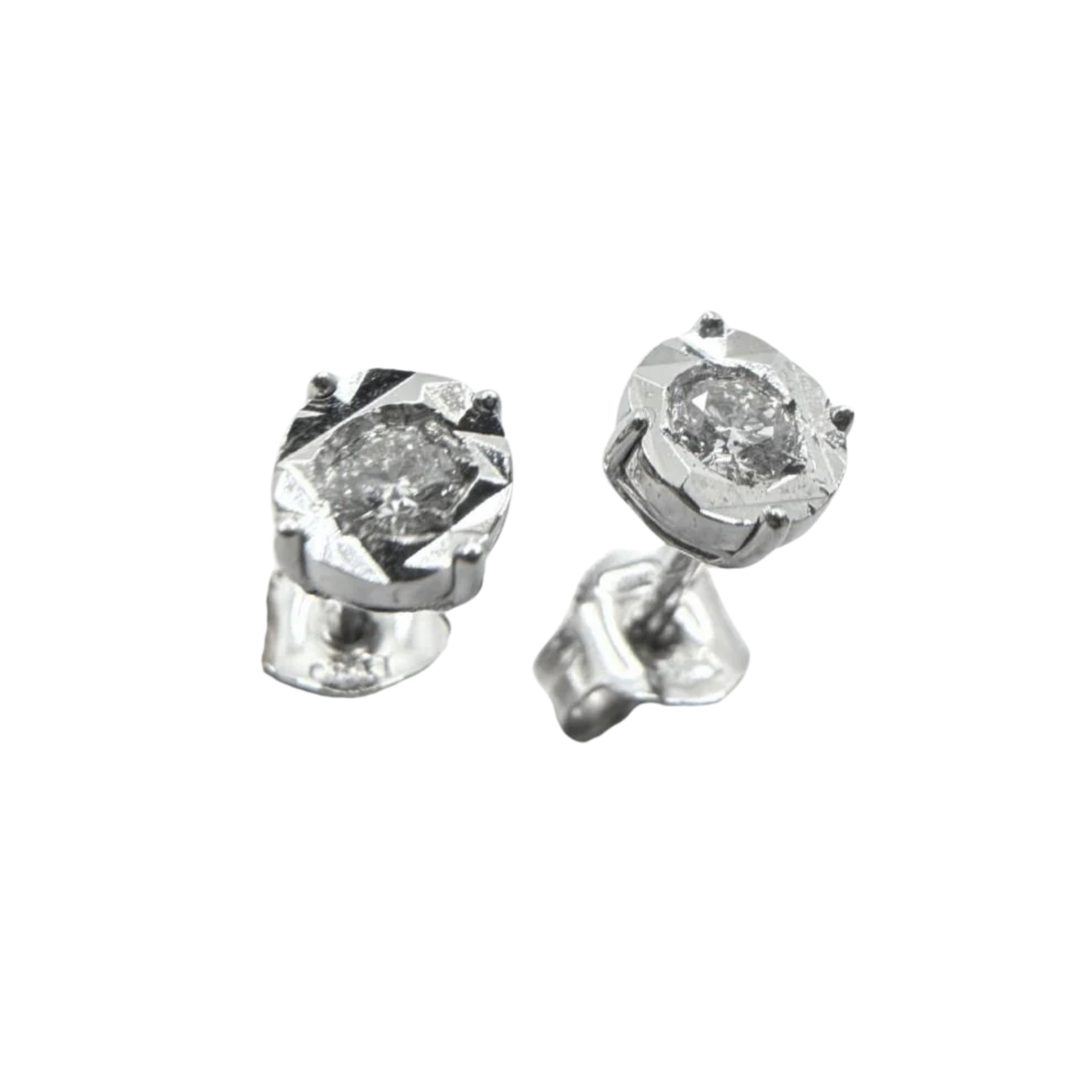 Bibigi White Gold and Diamond Earrings with Diamond Disc Claw Setting