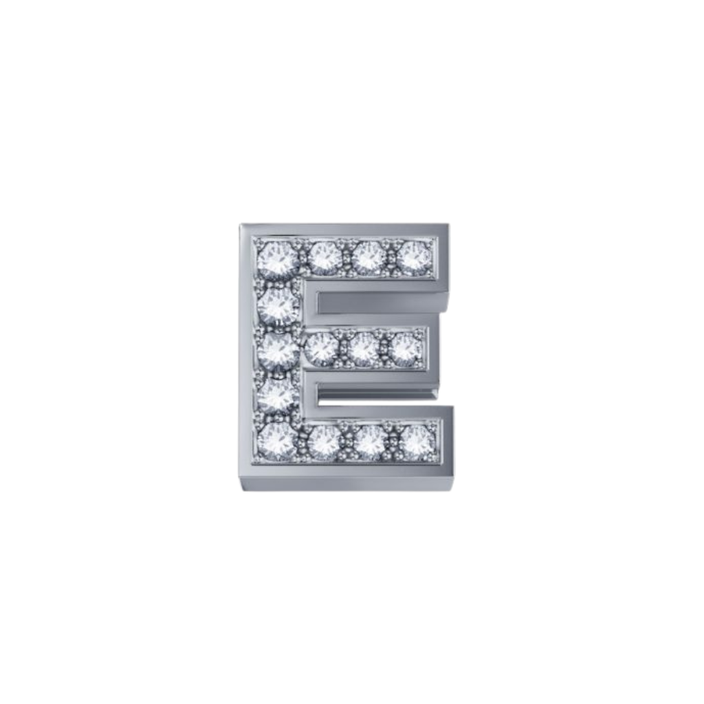 Elements Lettera E in Oro Bianco e Diamanti 0,02 ct
