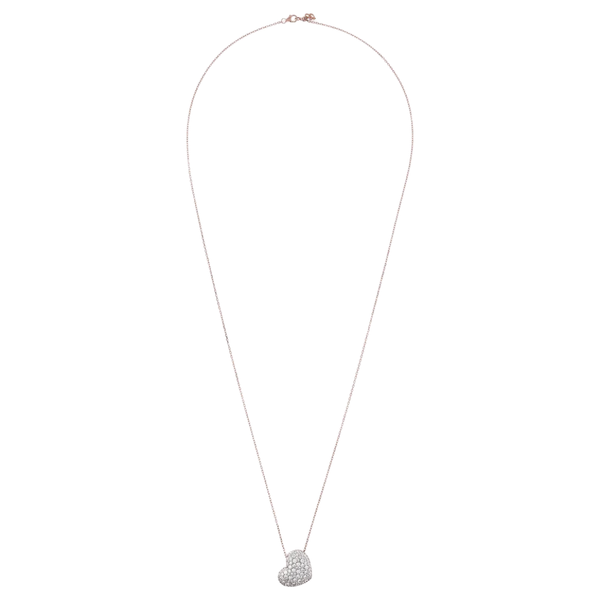 Bronzallure Long Necklace with Heart Pendant and White Zircons