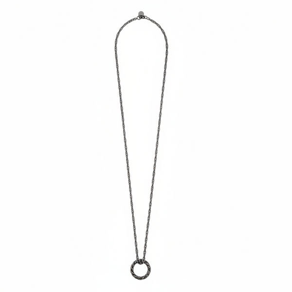 Nove25 Necklace-Ring with Circle Leaf Pendant