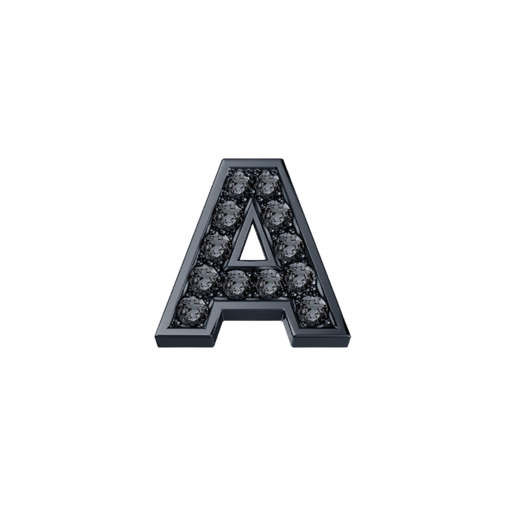 Elements Lettera A in Oro Brunito e Diamanti Neri 0,02 ct