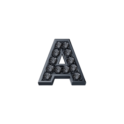Elements Lettera A in Oro Brunito e Diamanti Neri 0,02 ct