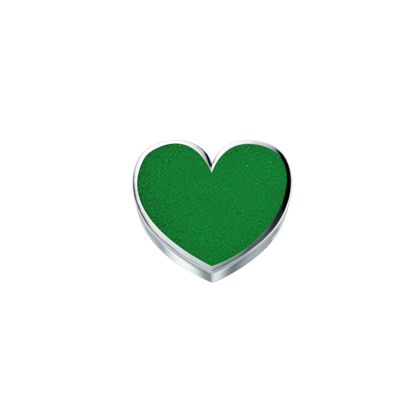 Elements Heart in White Gold and Green Enamel