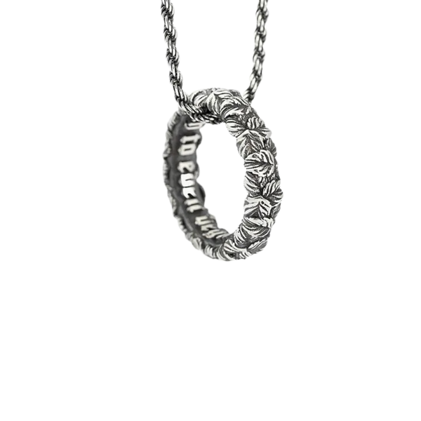 Nove25 Necklace-Ring with Circle Leaf Pendant
