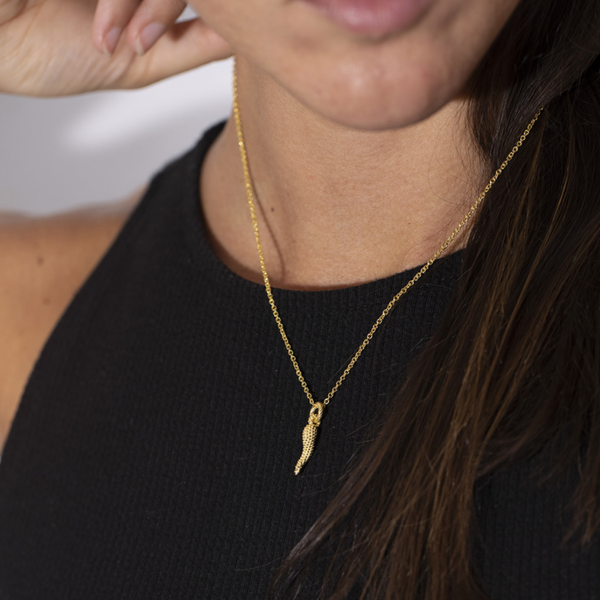 Collana Nove25 Cornino Puntinato Piccolo Placcato Oro Giallo N25COL00364