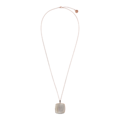Collar largo Bronzallure con colgante cuadrado de piedra natural y cierre pavé