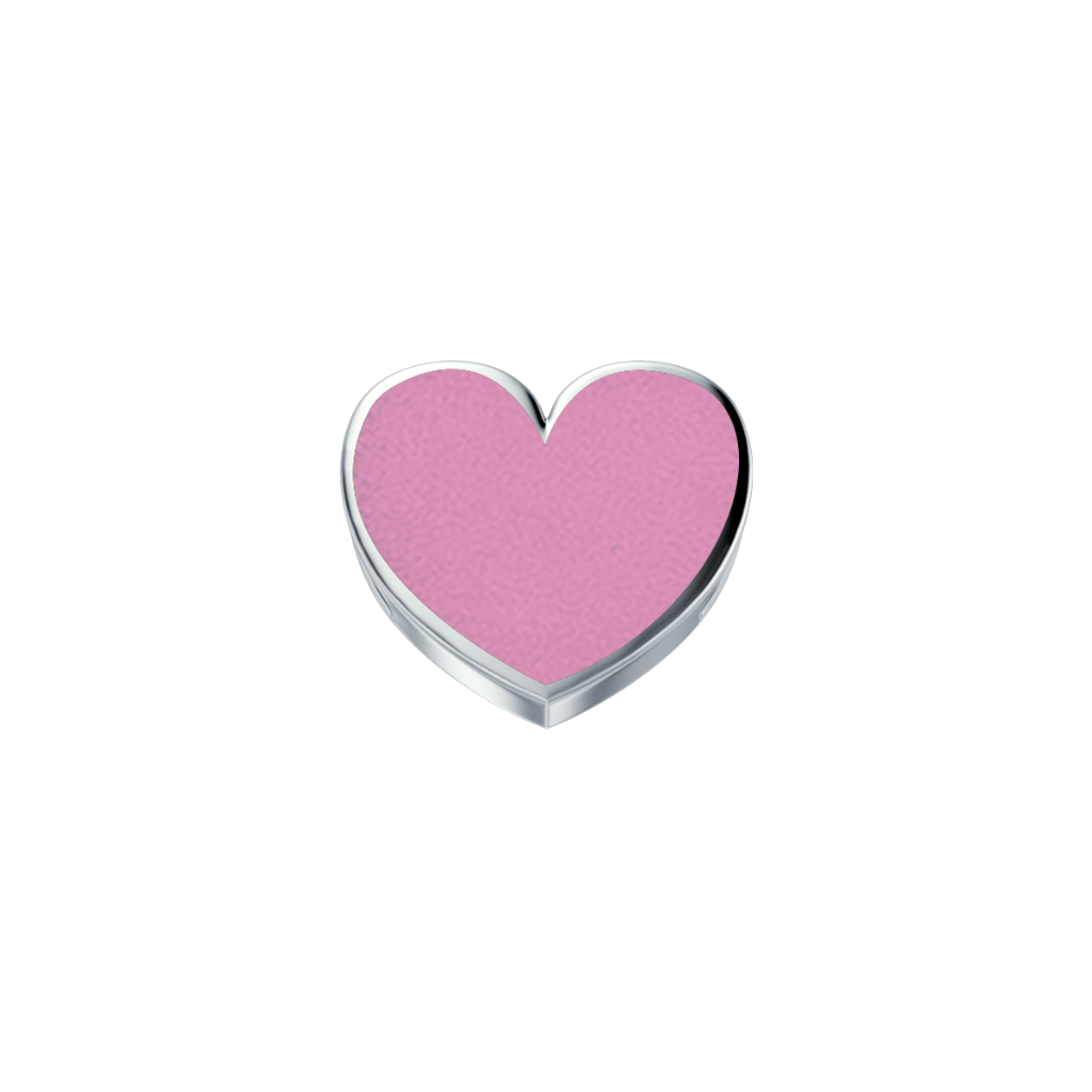 Elementos Corazón en Oro Blanco y Esmalte Rosa