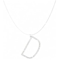 Rebecca My World Silver Necklace with Initial Letter D Pendant and Zircons