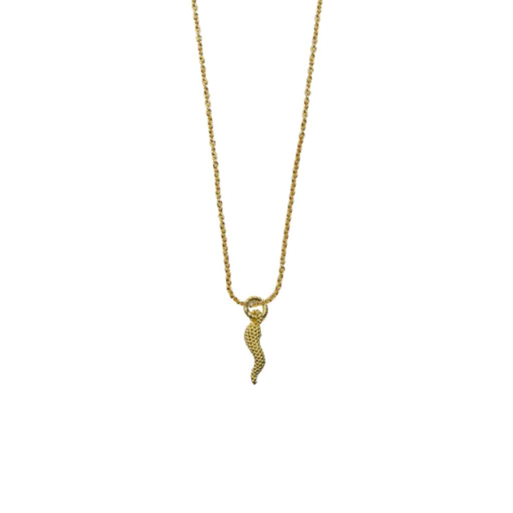 Nove25 Small Dotted Cornino Necklace in Yellow Gold Plated