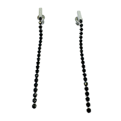 Rebecca Diana Pendant Earrings in Silver with Black Zircons